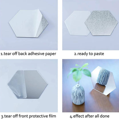 miroir hexagonal avec l'arrière collant