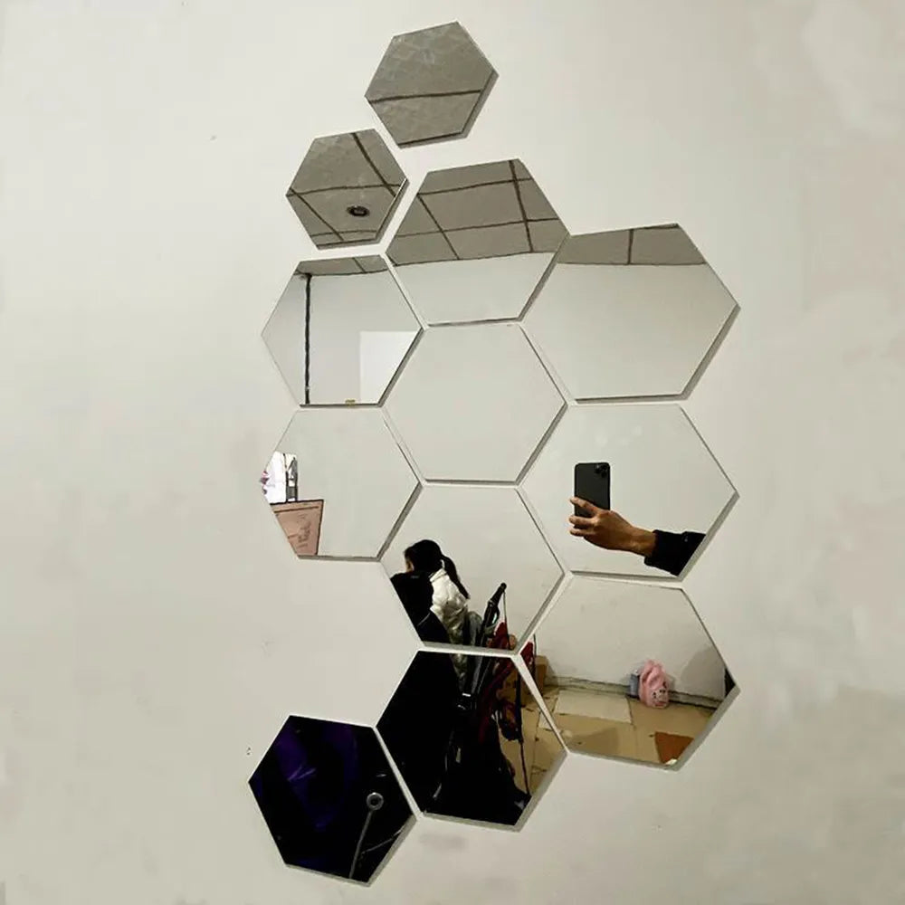 miroir hexagonal avec l'arrière collant